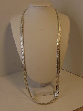 Vintage NAPIER Pat. 4774 Silver Plated Herringbone Chain Necklace 23 inch